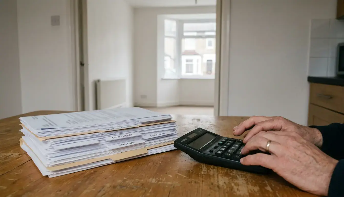 Buyer calculates SDLT bands in an unfurnished UK buy-to-let flat before exchange.